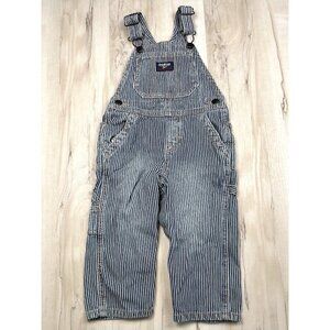 VTG OSHKOSH B'GOSH Kids 18M Denim Stripe OVERALLS Ht 30.5-32.5" Wt  24.5-27.5lbs